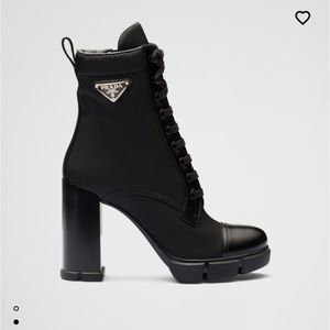 Prada Brushed leather and nylon booties
